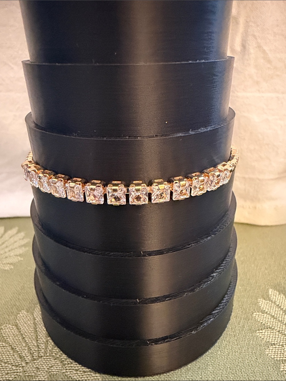 Gold Tone Tennis Bracelet with Clear Stones - Ajustable